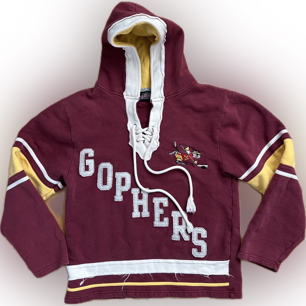 🏒All Guts No Glory Old Time Hockey Hoodie Minnesota Gophers | Maroon & Gold | S